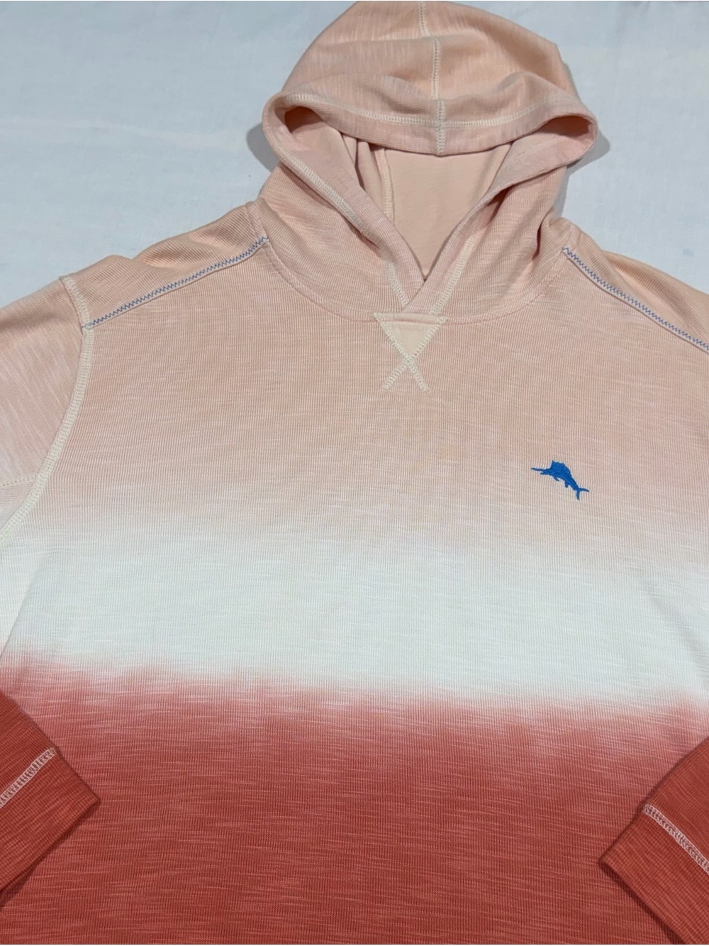 Tommy Bahama Ombré Knit Hoodie Men’s Sz XXL 2XL Peach White -NEW MINT Condition